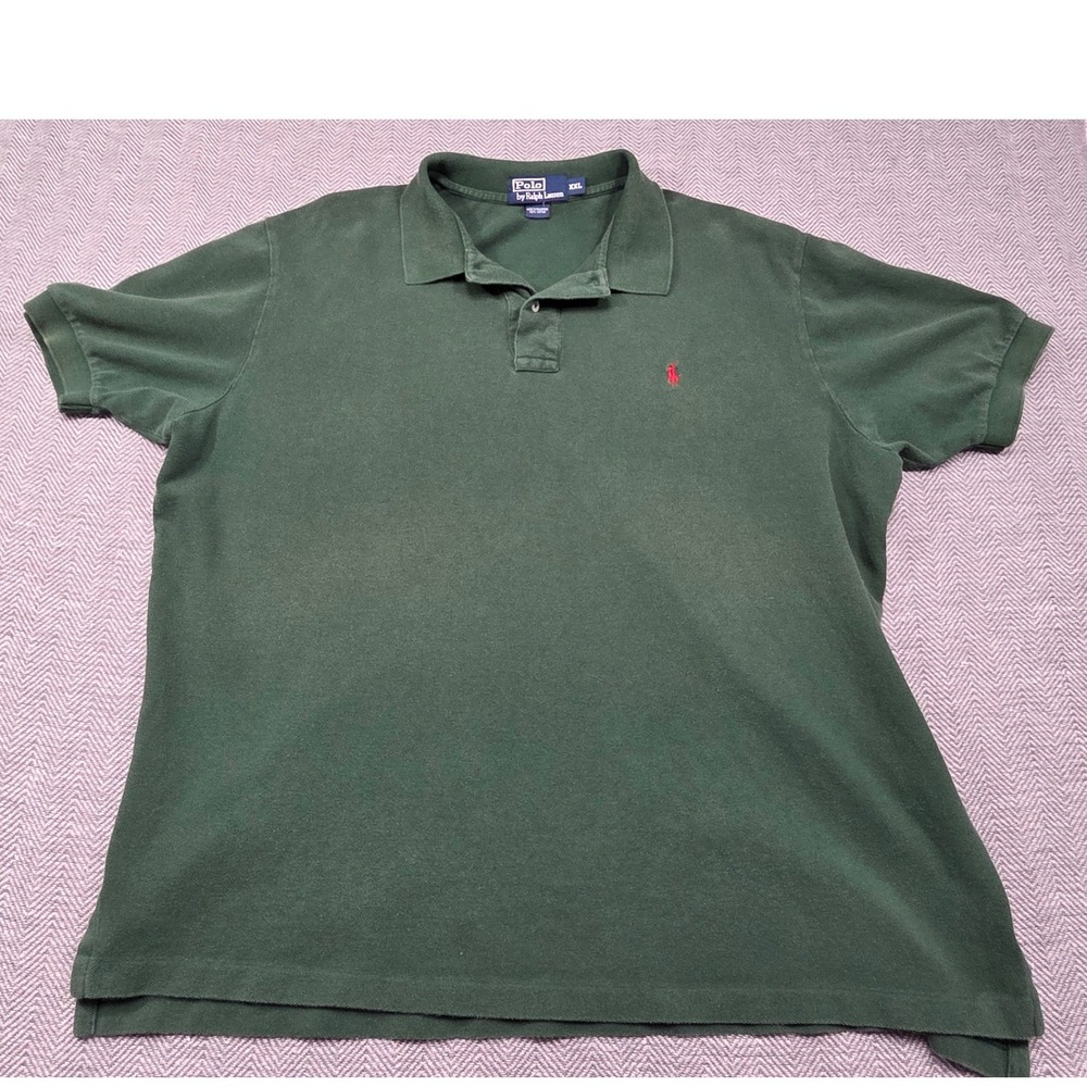 Polo Ralph Lauren Mens XXL Green Short Sleeve Pique Cotton Pony Logo Polo Shirt